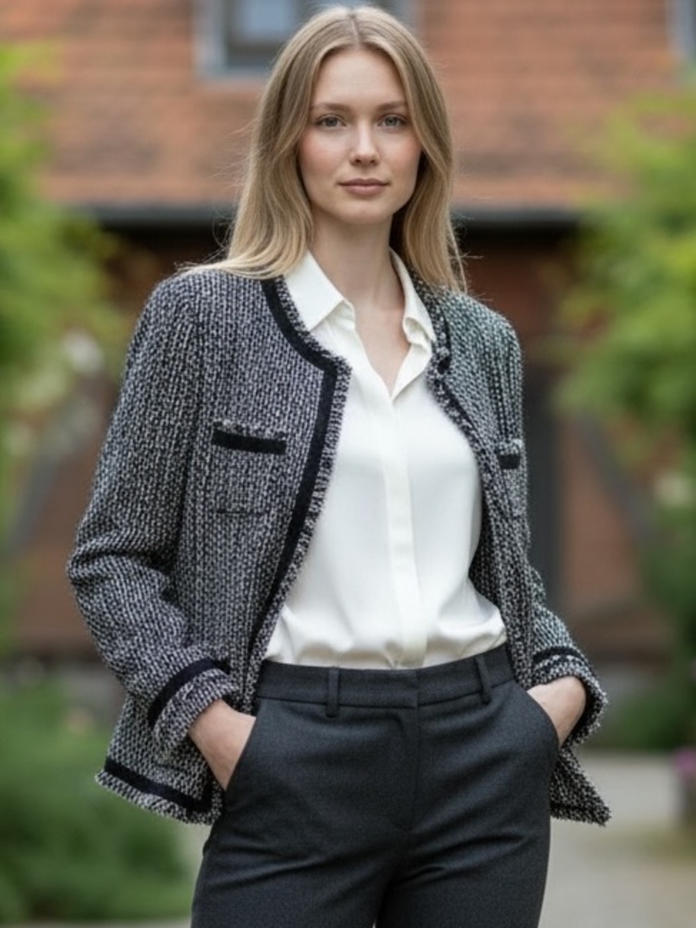 Sag Harbor Black & White Tweed Jacket
